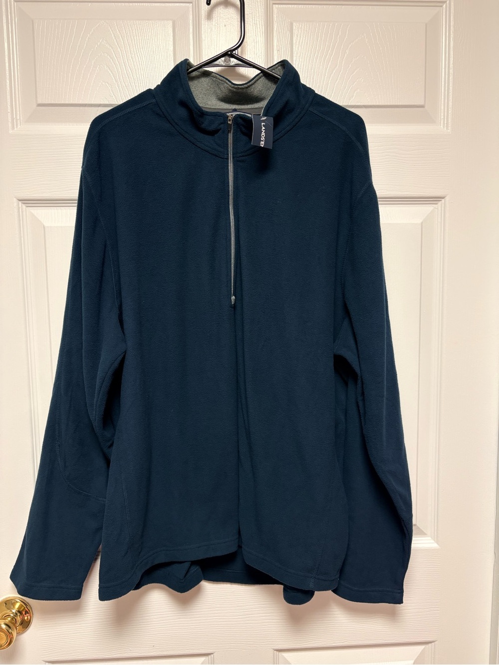 NWT Lands' End Navy Blue Quarter-Zip Fleece Pullover